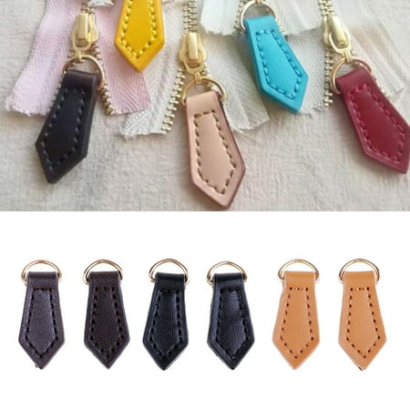 6pcs Zipper Pull Tab PU Leather Instant Fixer Backpack Purse Replace Slider